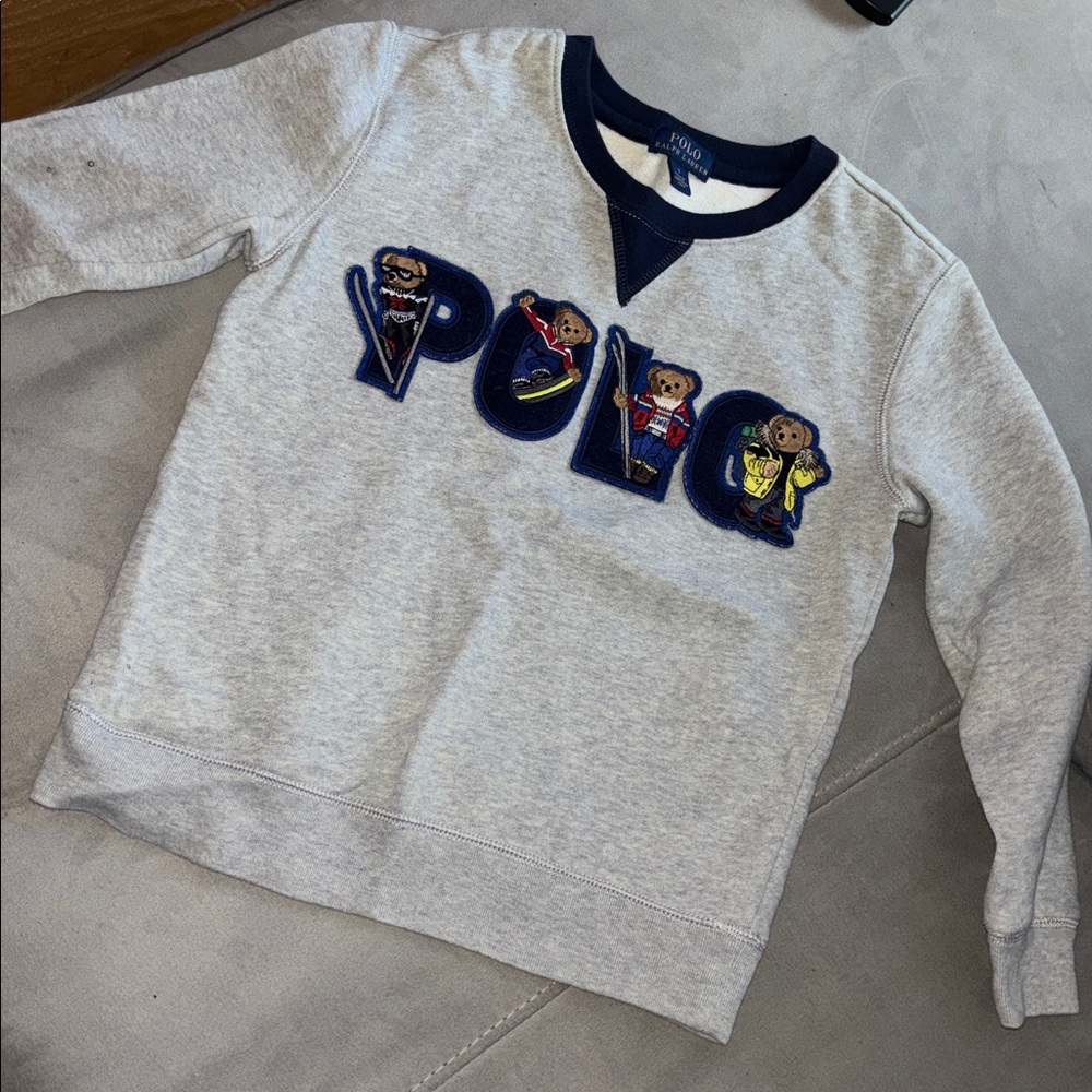 Polo by Ralph Lauren Gray Sweatshirt with Blue and Multicolor Logo